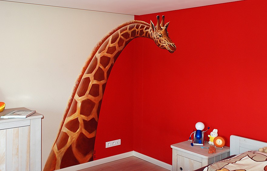 Giraffe-muurschildering